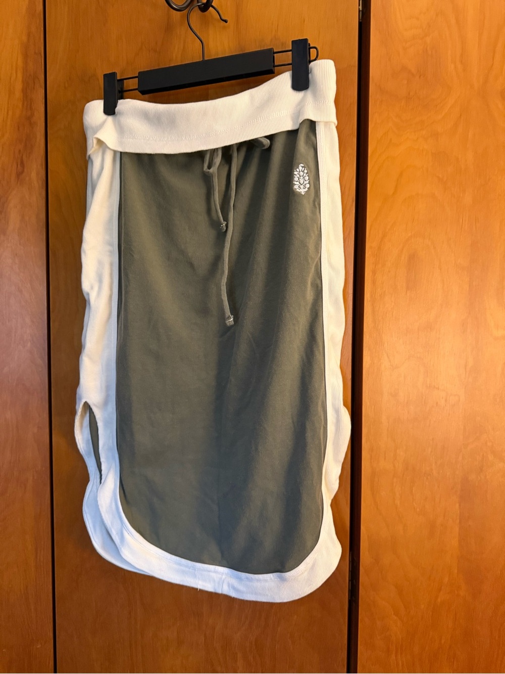 FP Movement by Free People Olive Green Midi Skirt with White Trim NWOT